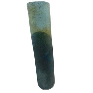 Cylindrical Raku Pottery Wall Pocket Vase Signed‎ Ann Wallin 12"